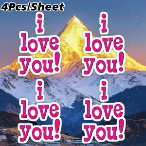 4Pcs I Love You Valentine, All You Need is Love Sticker