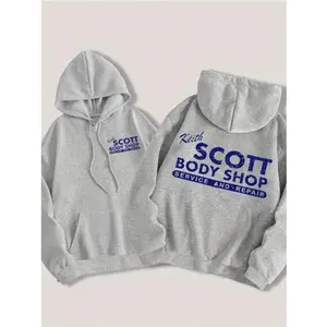 Women Oversized Casual Keith Scott Grey Hooded Sweatshirt With Letter Print, Suitable For Party And Gathering Graduation,Back To School,Graduation,Teacher,Back To School Pullover Fall