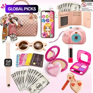Children Jewelry Toys Set, 32-Piece Pretend Play Costume Accessories, Includes Handbag, Glasses, Camera, Phone, Watch, Scarf, Wallet, Girls Ages 3-6+
