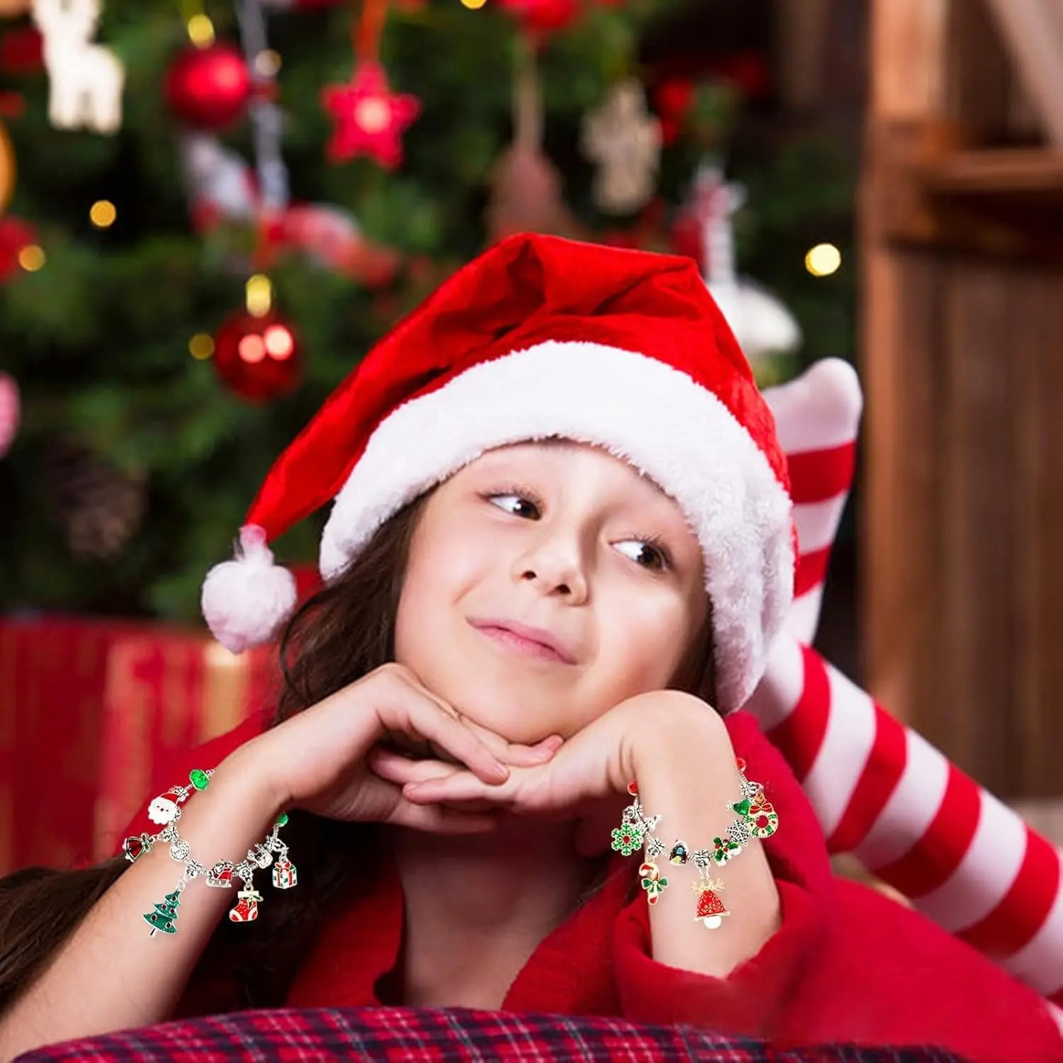 Christmas Countdown Advent Calendar Bracelets 2026 for Kids Girls Gift | 24 days, 2 bracelets, 22 charm beads, DIY jewelry making kit