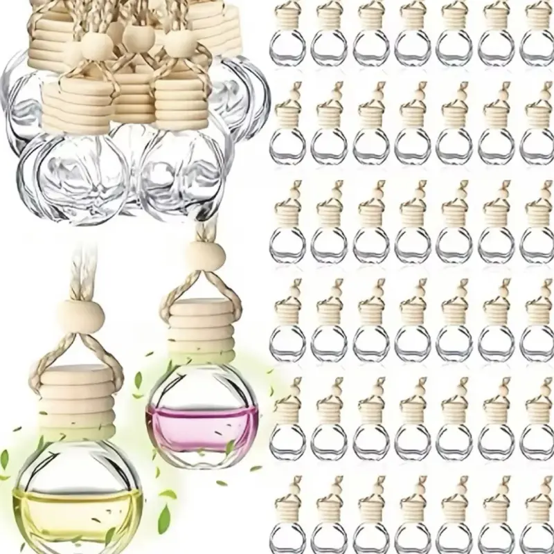 100pcs 0.34oz Empty Glass Diffuser Bottles for Car Air Freshener Refillable Essential Oils Bottle Auto Ornaments Decor Home Fragrance Accessories