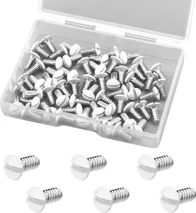 AIEX 60Pcs 3/8 Inch Long 6-32 Thread White Wall Plate Screws Outlet Cover Screws Switch Cover Screws Replacement Wall Plate Screws Electrical Screws