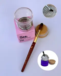 SHi® Dappen Dish Duo - 100% Glass & Stainless Steel Filter - Odor-Blocking Bamboo Cap - 1.5 oz Capacity - Storable & Durable - Perfect for Nail Artistry - Bottles