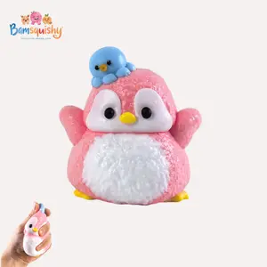 Pink Penguin Octopus Animal Taba Squishy Food-Grade Silicone Cute Slow-Rise Stress Relief Squeeze Toy for Kids & Adults