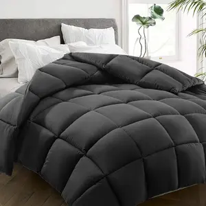 King Size Comforter - Cooling Down Alternative Quilted Duvet Insert with Corner Tabs - Winter Warm - Machine Washable - Dark Grey