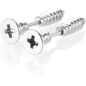 Punk Titanium Steel Screw Nail Stud Earrings for Women Men Streetwear Jewelry, Egirl Eboy Rock Party Jewelry