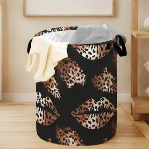 Creative Leopard Print Lip Pattern Toy and Laundry Storage Basket, Laundry Basket Sorter, Multi-Use Striped Organizer for Kids and Home, Ideal Wardrobe Solution, Laundry Hamper