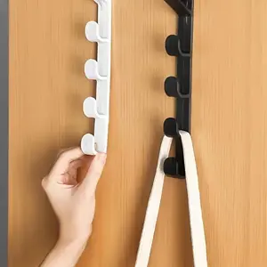 Door Back Storage Hooks, 2 Counts Punch Free Door Hanger, Door Back Hanging Hook, Home Organizer, Over Door Organizer for Bedroom, Living Room & Bathroom, Hangable, Adjustable Hooks
