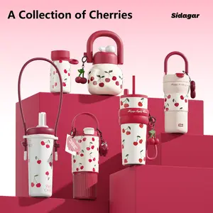 [Sidagar] Cherry Series Insulated Bottles – Leak-Proof & Hot/Cold All Day | Multiple summer water bottle keep ice voyager tumbler hydro jug partner Lid Drinkware Steel Mug Stainless Bottled  dealsforyoudays Portable Insulation Beverage Flasks