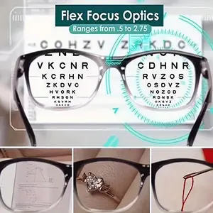 OnePower Auto-Adjusting Multifocal Reading Glasses, Polycarbonate Frame & Lens, Flexible Focus Optics, Power Range 0.5 to 2.75, with Business Accessories