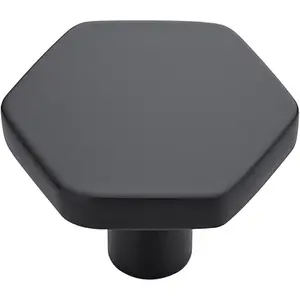 Black Cabinet Knobs 20 Pack Solid Kitchen Cabinet Knobs Hexagon 1.1'' Flat Black Knobs for Kitchen Cabinets and Drawers Dresser Knobs