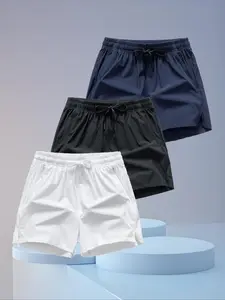 Men's Solid Color Gym Shorts, Breathable Comfortable Quick Drying Shorts, Casual Loose Gym Shorts for Running Training Gym Workout, Solid Sports Shorts