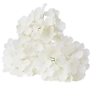 65-Piece Realistic White Silk Plastic Hydrangea Decorative Floral Set, Fake Flowers with Stems for DIY Wedding Bouquets, Home Centerpieces