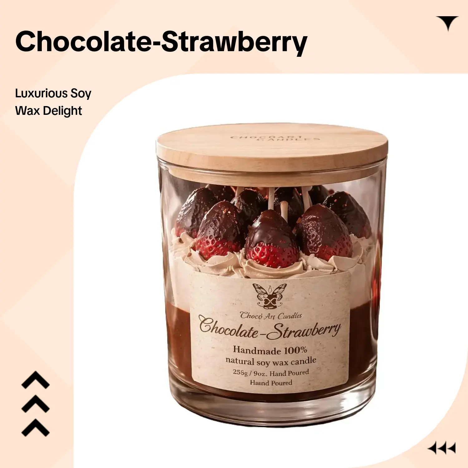 Chocolate -Strawberry Candle 100% Soy Wax- Warmer Lamp Compatible