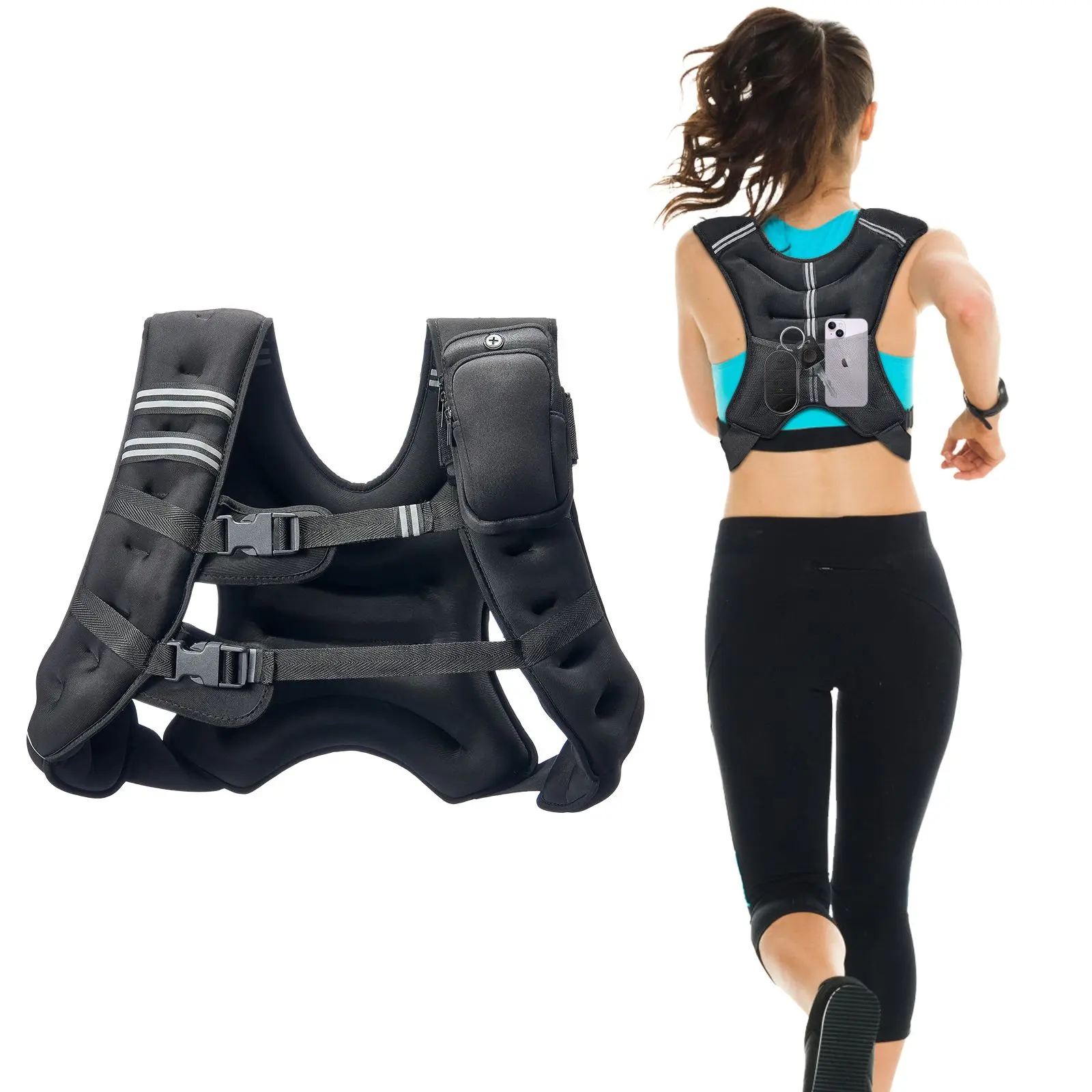 30 lbs Weighted Vest for Men & Women, Adjustable Neoprene with Pockets, Padded Shoulders & Reflective Tape, Home Workout Gear, Portable Gym Equipment, Sport Training Equipment for Weighted Vest Workout