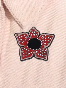 Stranger Things Sci-Fi Horror TV Enamel Pin Red Cannibal Flowers Halloween Brooch Lapel Backpack Badge Fashion Jewelry Accessories Gift for Friends Cool