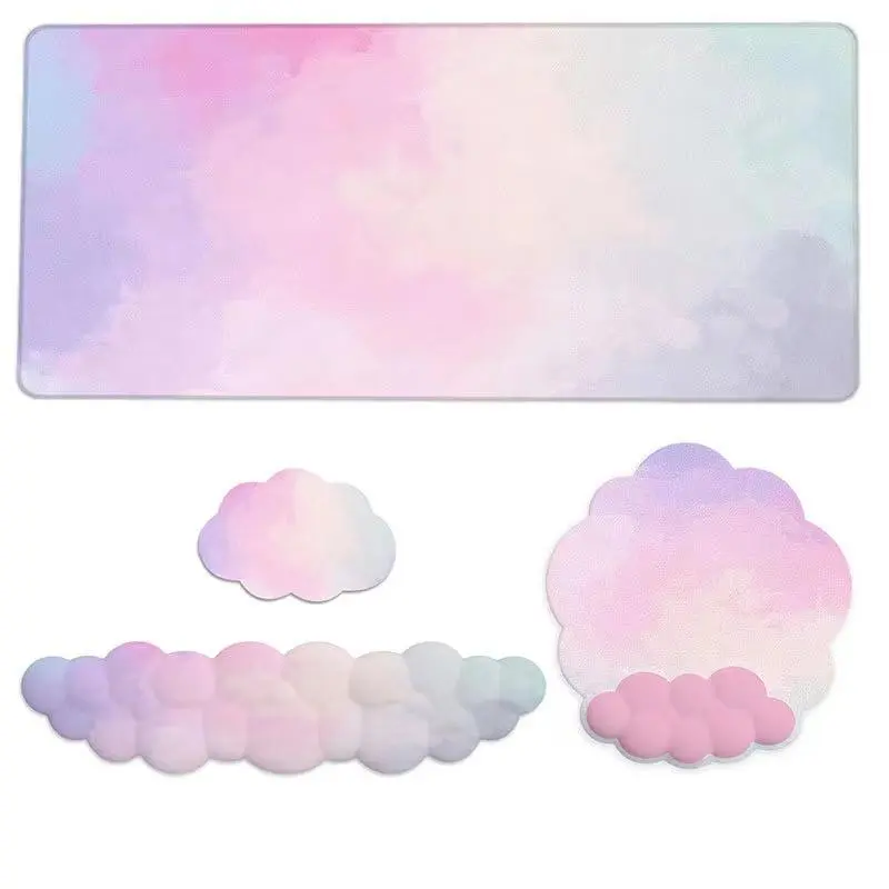 Cloud Keyboard Wrist Rest Mouse Pad Wrist Support Keyboard Set with Ergonomic Memory Foam Anti-Slip Base for Home Office Laptop