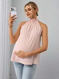 Stride x Maternity Sweet Fashionable Elastic Neckline Ruched Tank Top