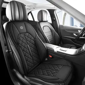 Car Front & Rear Seat Cushions, PU Leather Stitched Fabric, Wing Design, Back Support, Leg Rest, Ergonomic Design, Durable and Stylish, Automotive Interior Cushion