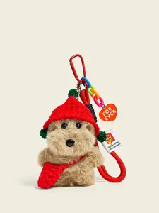 Versatile West Highland Dog Plush Toy Doll, Leather Star Charm Bag Hanging Accessory, Trendy Keychain Decoration, Huggable Stuffed Animal