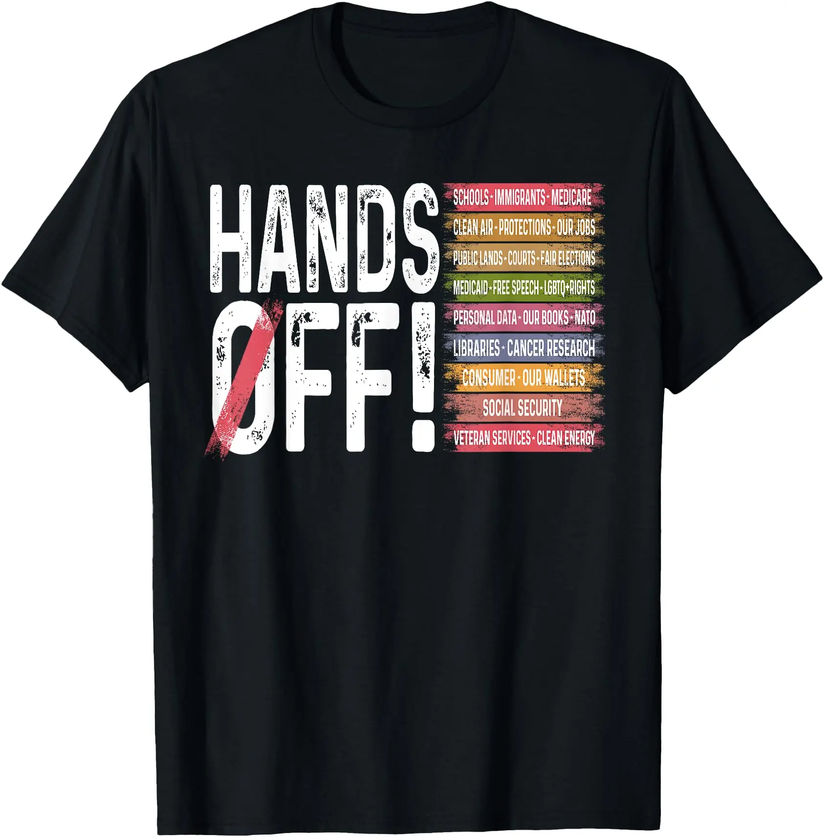 Hands Off Social Security Protest Resist Save Democracy T-Shirt Classic Cotton Top Unisex