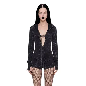 Death Guild Studded Hooded Romper