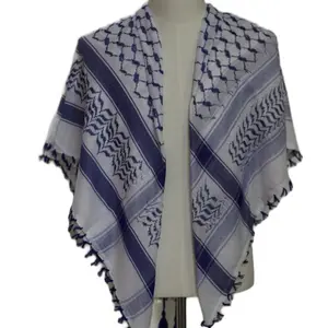 Ahla Shabab White & Blue Hatta Kuffiyeh - Unisex Scarf for All Seasons - Breathable & Lightweight for Men Women - Stylish Comfortable Accessory