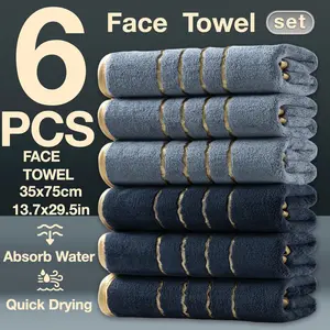 Luxury 6-Piece Premium Towel Set with 35x75cm Towel, Modern Design for Home & Spa, Great Gift Idea with Excellent Color Fastness