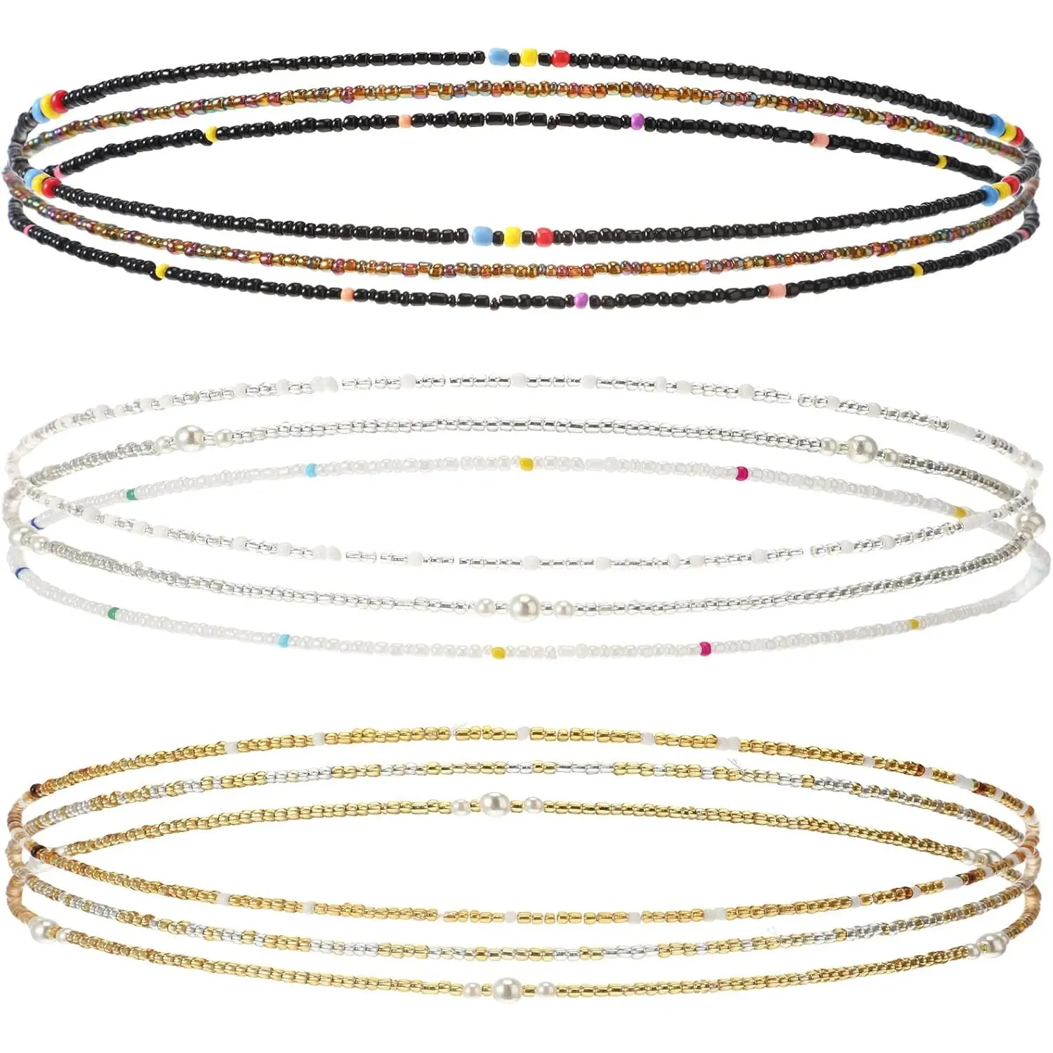 Graduation Gift  9 Pack Waist Bead Chains for Women Stretchy African Belly Chain Stomach Beads Body Bikini Jewelry