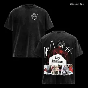Machine Gun Kelly MGK Vintage Acid Washed Oversized Graphic T Shirt Lost Americana Collage Back Print Streetwear Tee Rock Rap Aesthetic Double Sided Heavyweight Cotton Unisex Casual Top Perfect For Music Fans Daily Wear Weekend Outfit Concert Party Retro