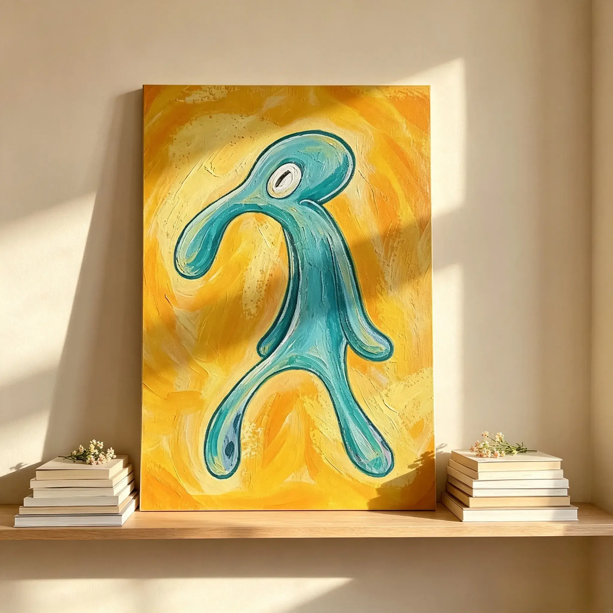 Abstract Bold Squidward Art Print, Fun Cartoon Character Wall Art, Trendy Pop Culture Canvas Poster, Unframed Decor For Bedroom Game Room