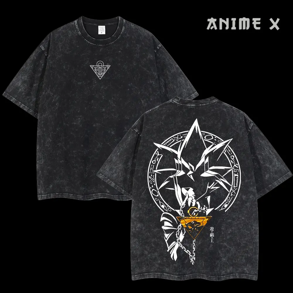 Retro Vintage Limited "Millennium Necklace" - Yu-Gi-Oh! Anime Double Printed Oversized Washed Tee Unisex Oversize Anime Manga Acid Washed Lightweight Cotton T-Shirt, Hoodies & Sweater Wash Gift For Anime Fan, Anime Lover
