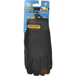 Black Uncoated Synthetic Suede Full-Fingered Work Gloves, XL (10), Cold Protection, Waterproof, Hook & Loop Cuff, for Mechanics, Paired (03-3450-80-XL)