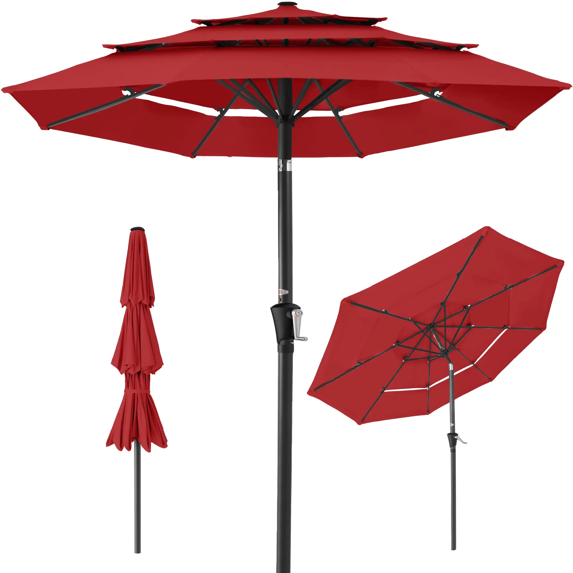 Best Choice Products 10ft 3-Tier Patio Umbrella, Market Sun Shade w/ Tilt Adjustment, Easy Crank Best Choice Products 10ft 3-Tier Patio Umbrella, Market Sun Shade w/ Tilt Adjustment, Easy Crank