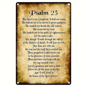 1pc, Psalm 23 - Vintage Wall Decor Metal Aluminum Sign, Inspirational Wall Art Metal Sign, Rustic Scripture for Living Room Decor, Home Decor, Office Decor, 8*12Inch (20*30Cm)