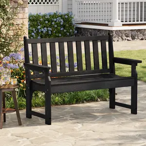 All-Weather Outdoor Bench, 2-Person HDPE Lumber Garden Bench with 800lb Capacity