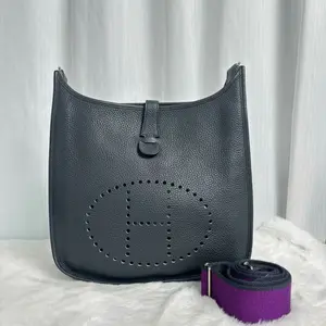 Pre-owned HERMÈS Evelyne 29 PM Taurillon Clemence Leather Shoulder Bag Palladium Hardware Square Q 2013|21093145