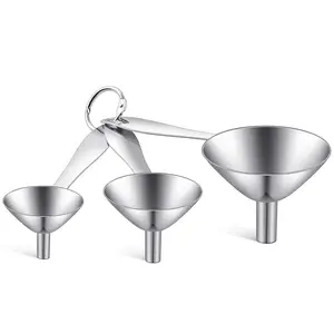 3-in-1  Kitchen Funnel Set,  Grade Stainless Steel Funnel for Filling Bottles, Small Bottle Funnel, Metal Funnel, Mini Funnel for Essential Oil, Flask, Spices, Liquid, Dry