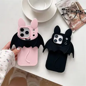 IPhone 13/16/17 Pro Max | Fun Bat Stand Wings | Silicone Cover | Best Friend Gift | Suitable for iPhone 12 13 14 15 16 17 Pro Max