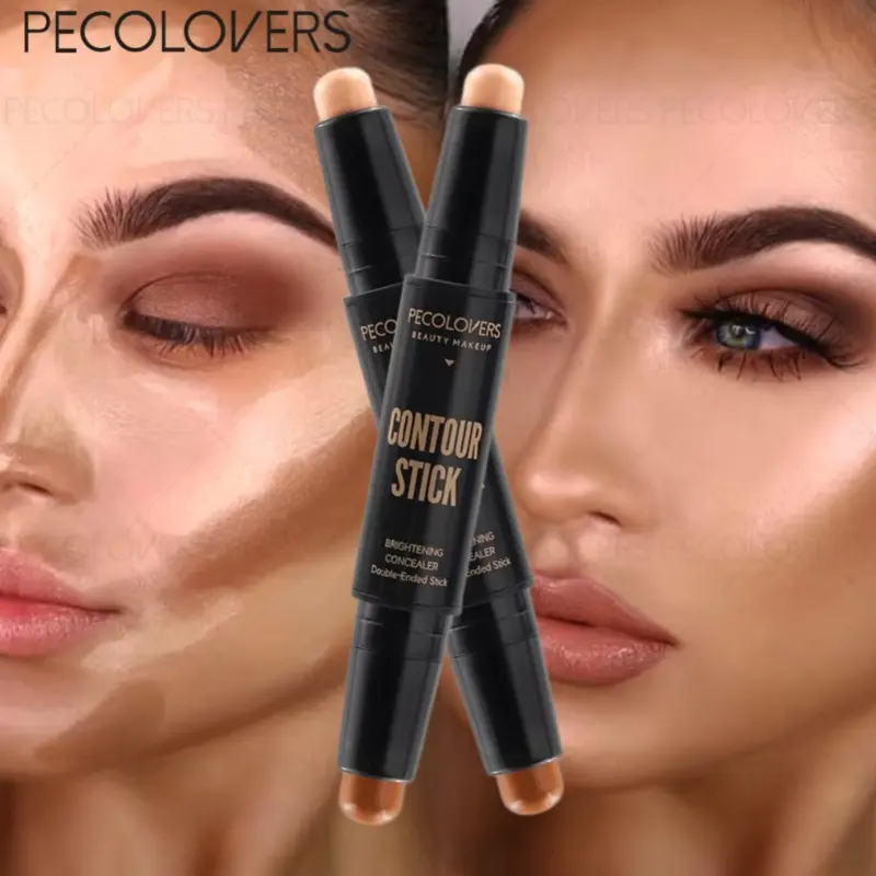 2-Piece Waterproof Contour & Conceal Set - Long-Lasting Natural Matte Finish, Buildable Highlight & Shadow, Bronzer Contour Stick, Highlighter Makeup, 3D Face Shaping Tool, Fits All Skin Tones - Double-Ended Face Sculpting Stick
