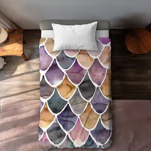 360 stand Twin Extra Long Duvet Cover - Purple Mermaid Theme, Printed Face, Soft Durable Fabric, Underwater Motif, Whimsical Vibe, Shaped Design Bedding for Dreamy Bedroom Retreat, Motif Duvet Covers