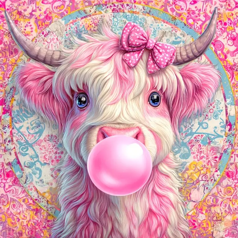 1pc of 40X40Cm/15.7X15.7 Inch Large Size Unframed Round Diamond Painting Kit Featuring a Cute Cow, Animals, 5D Diamond Painting for Beginners, Handmade Diamond Painting Gem Art for Home Wall Decoration Gifts, Diy Diamond Art