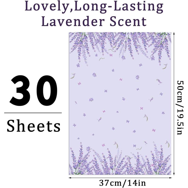 Thenshop 30 Sheets Floral Scented Drawer Liners 14 x 19.5 Inch Dresser Drawer Liner Shelf Non Adhesive Paper Sheets for Kitchen Cabinet Home Shelf Closet(Purple,Lavender)