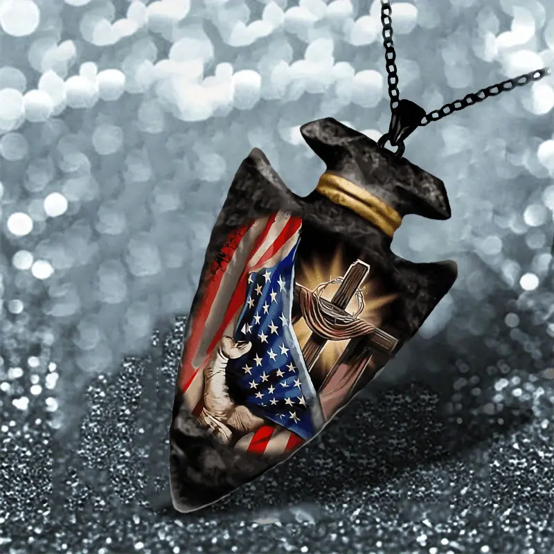 Cold-Forged Geometric Titanium Pendant, Fashion Historical Modern & Innovative Americana Cross Necklace for Punk Alchemy, HipHop Costume Jewelry Accessories