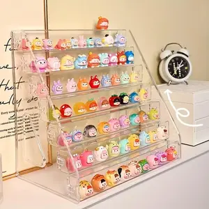 Acrylic Mini Display Box, Transparent Multi-Layer Desktop Organizer, Toy, Gemstone and Cute Collectible Figurines Showcase, Ideal Valentine's Day Gift