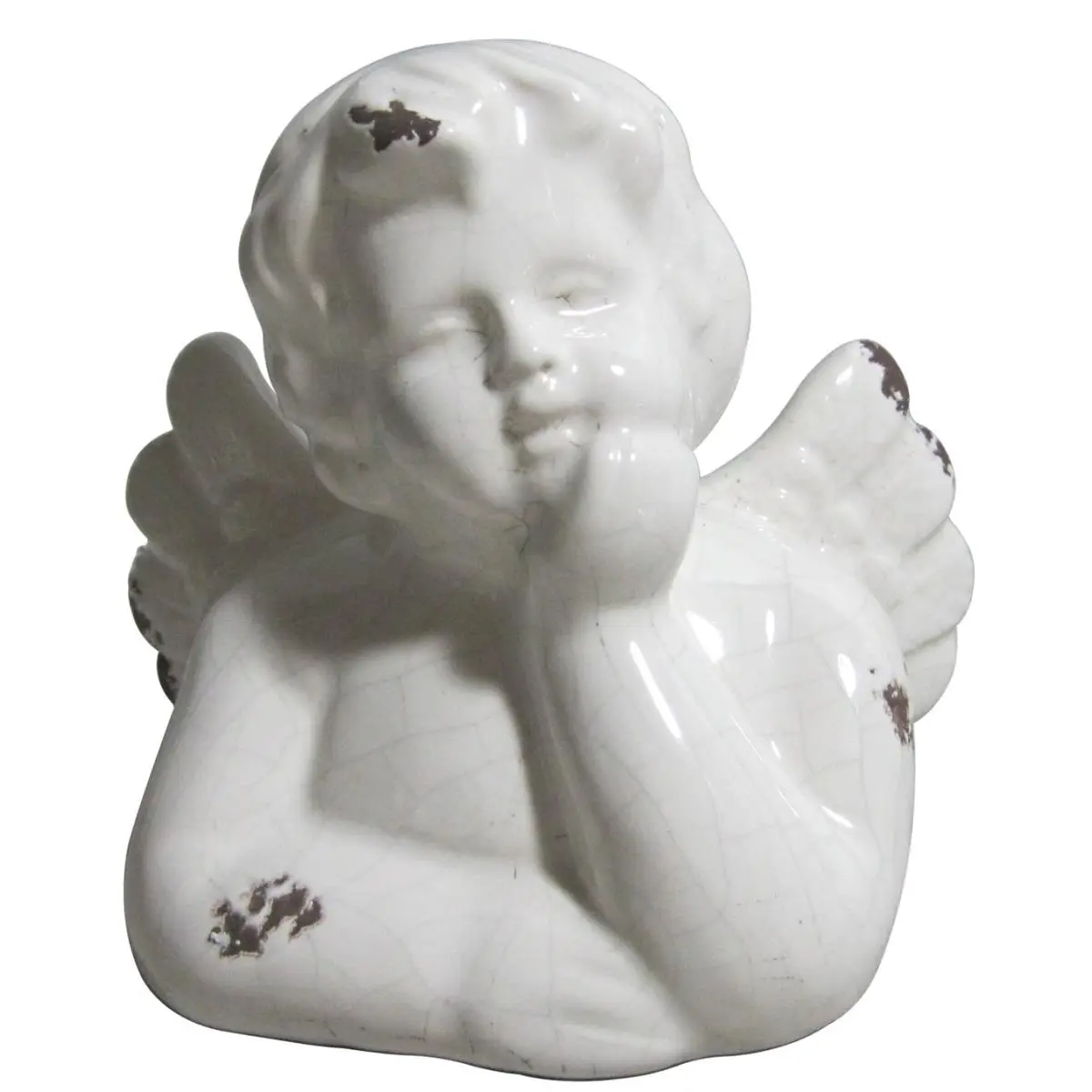 212 MAIN White Ceramic Cherub Statue - Easy-to-Clean Ornaments for Shelf, Table Display, Home Decor, Room Decor