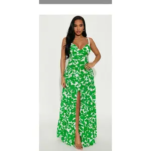Nellie Printed Maxi Dress Green/combo. Size Medium(M)