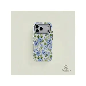 Blue Hydrangea Girly Aesthetic Summer Spring Flowers Fashion Cute 2 In 1 Phone Case With Durable. Compatible With Iphone 11, 12, 13, 14, 15 16 17 Pro Max And Pro Plus Series A Creatively Designed New Phone Case, Perfec,Suitable For IPhone 17 Air