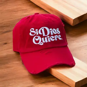 Si Dios Quiere Distressed Dad Hat Cotton