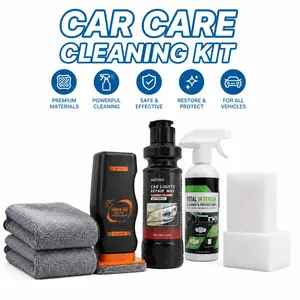 7-Pc Ultimate Car Detailing Bundle - Instant Windshield Oil Film Remover, Legit Interior Restorer & Headlight Restoration Kit (All-in-One Deep Clean Set)